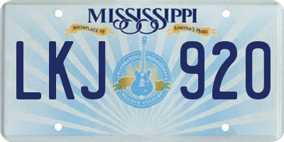 MS license plate LKJ920