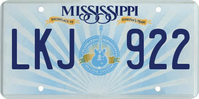 MS license plate LKJ922