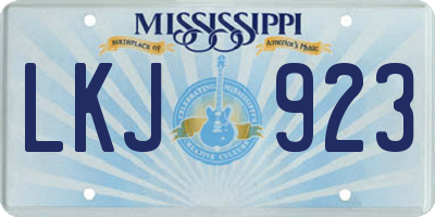 MS license plate LKJ923