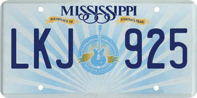 MS license plate LKJ925