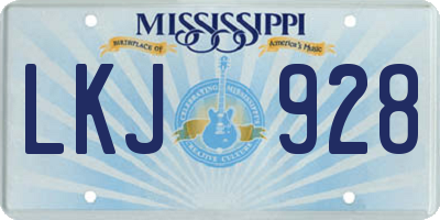 MS license plate LKJ928