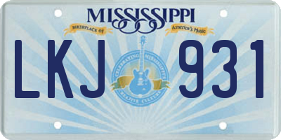 MS license plate LKJ931