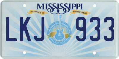MS license plate LKJ933