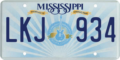 MS license plate LKJ934