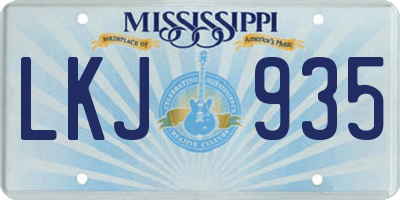 MS license plate LKJ935