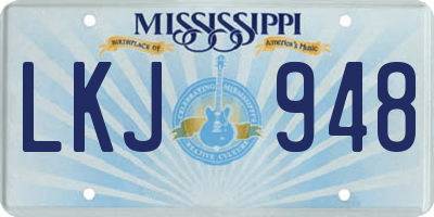 MS license plate LKJ948