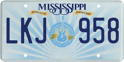 MS license plate LKJ958