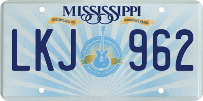 MS license plate LKJ962