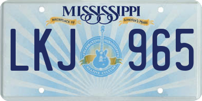MS license plate LKJ965