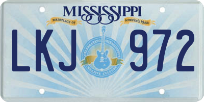 MS license plate LKJ972