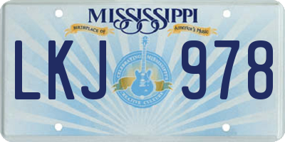 MS license plate LKJ978