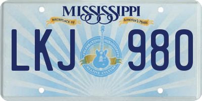 MS license plate LKJ980