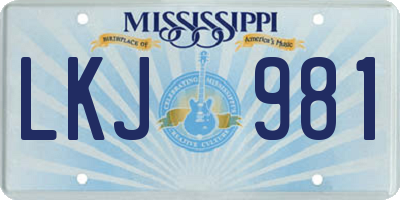 MS license plate LKJ981
