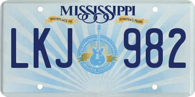 MS license plate LKJ982