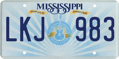 MS license plate LKJ983