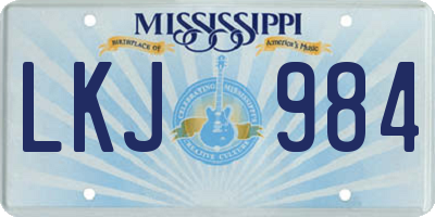 MS license plate LKJ984
