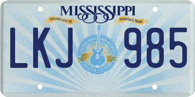 MS license plate LKJ985