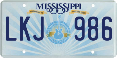 MS license plate LKJ986