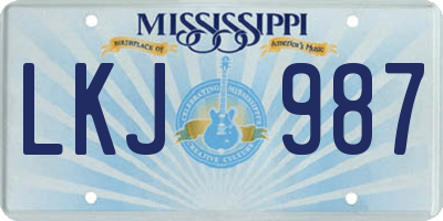 MS license plate LKJ987