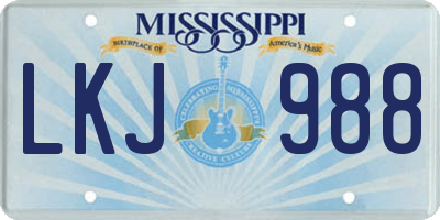 MS license plate LKJ988