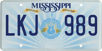 MS license plate LKJ989