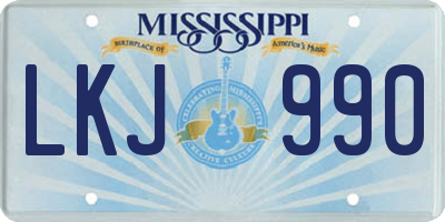 MS license plate LKJ990