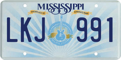 MS license plate LKJ991