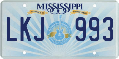 MS license plate LKJ993