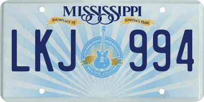 MS license plate LKJ994