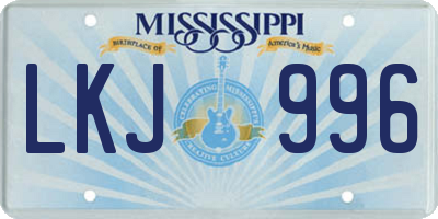 MS license plate LKJ996