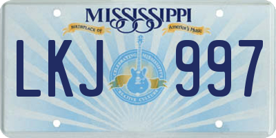 MS license plate LKJ997