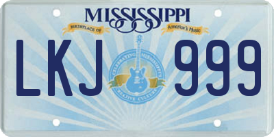 MS license plate LKJ999