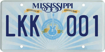 MS license plate LKK001