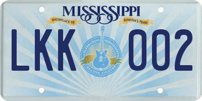 MS license plate LKK002