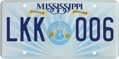 MS license plate LKK006
