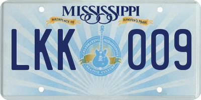 MS license plate LKK009