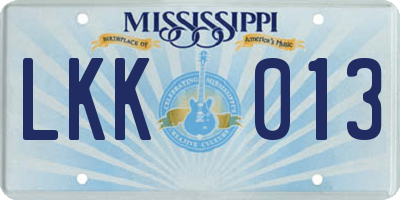 MS license plate LKK013