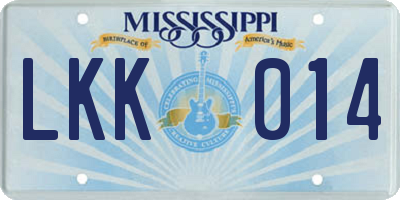 MS license plate LKK014