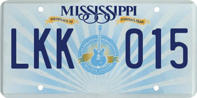 MS license plate LKK015