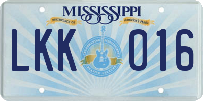MS license plate LKK016
