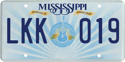 MS license plate LKK019