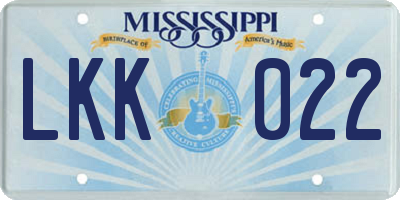 MS license plate LKK022