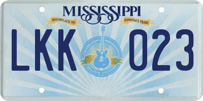 MS license plate LKK023