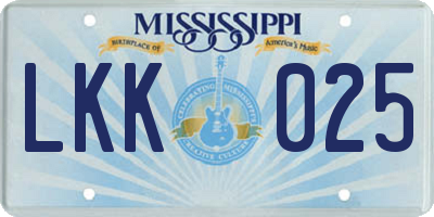 MS license plate LKK025