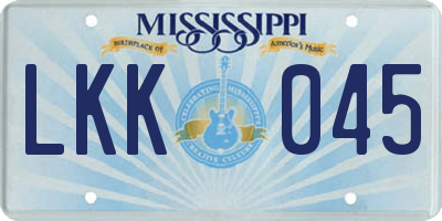 MS license plate LKK045
