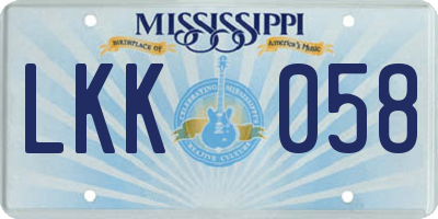MS license plate LKK058