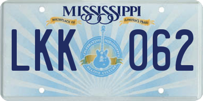 MS license plate LKK062