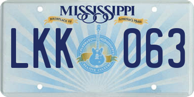 MS license plate LKK063