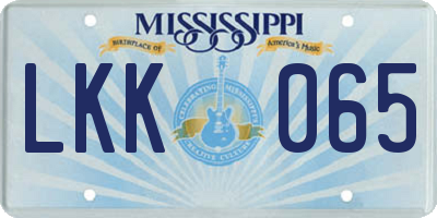 MS license plate LKK065