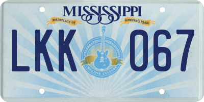MS license plate LKK067